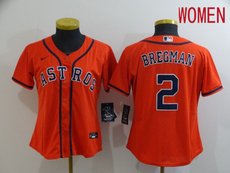 Women Houston Astros #2 Bregman Orange Nike Game MLB Jerseys